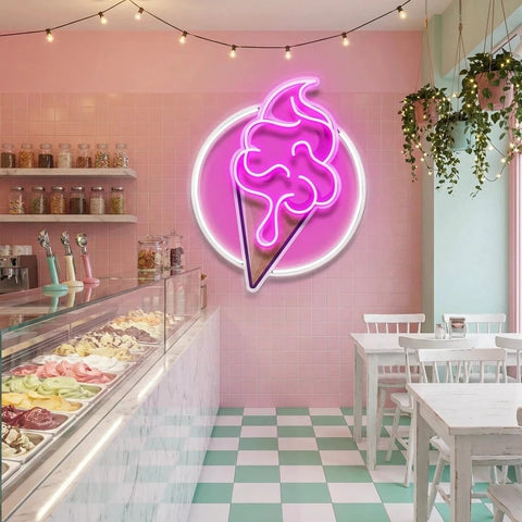 Ice Cream Cartoon Cute Artwork Led Neon Sign Light