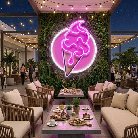 Ice Cream Cartoon Cute Artwork Led Neon Sign Light