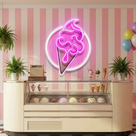 Ice Cream Cartoon Cute Artwork Led Neon Sign Light