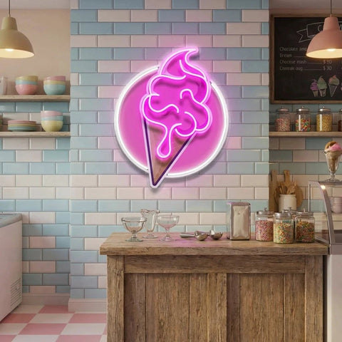 Ice Cream Cartoon Cute Artwork Led Neon Sign Light