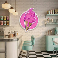 Ice Cream Cartoon Cute Artwork Led Neon Sign Light