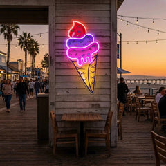 Ice Cream Cone Cartoon Artwork Led Neon Sign Light