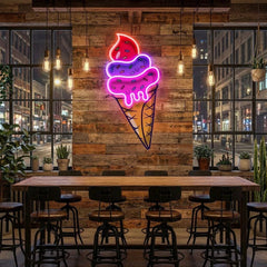 Ice Cream Cone Cartoon Artwork Led Neon Sign Light