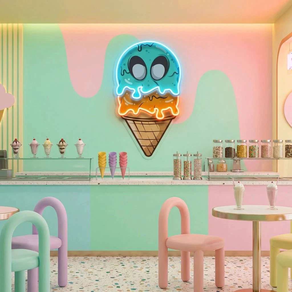 Ice Cream Zombie Isolated Artwork Led Neon Sign Light