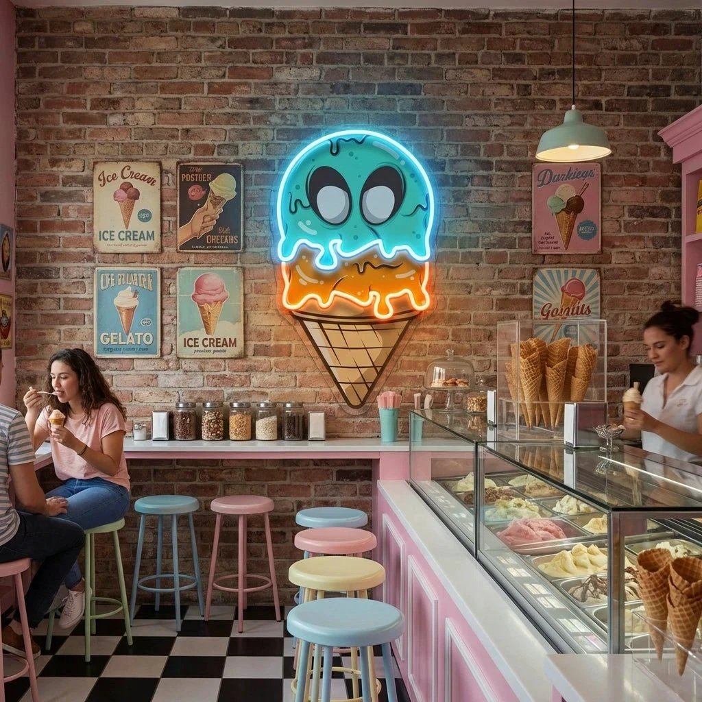 Ice Cream Zombie Isolated Artwork Led Neon Sign Light