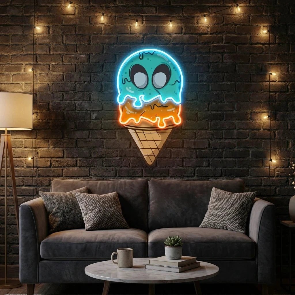 Ice Cream Zombie Isolated Artwork Led Neon Sign Light