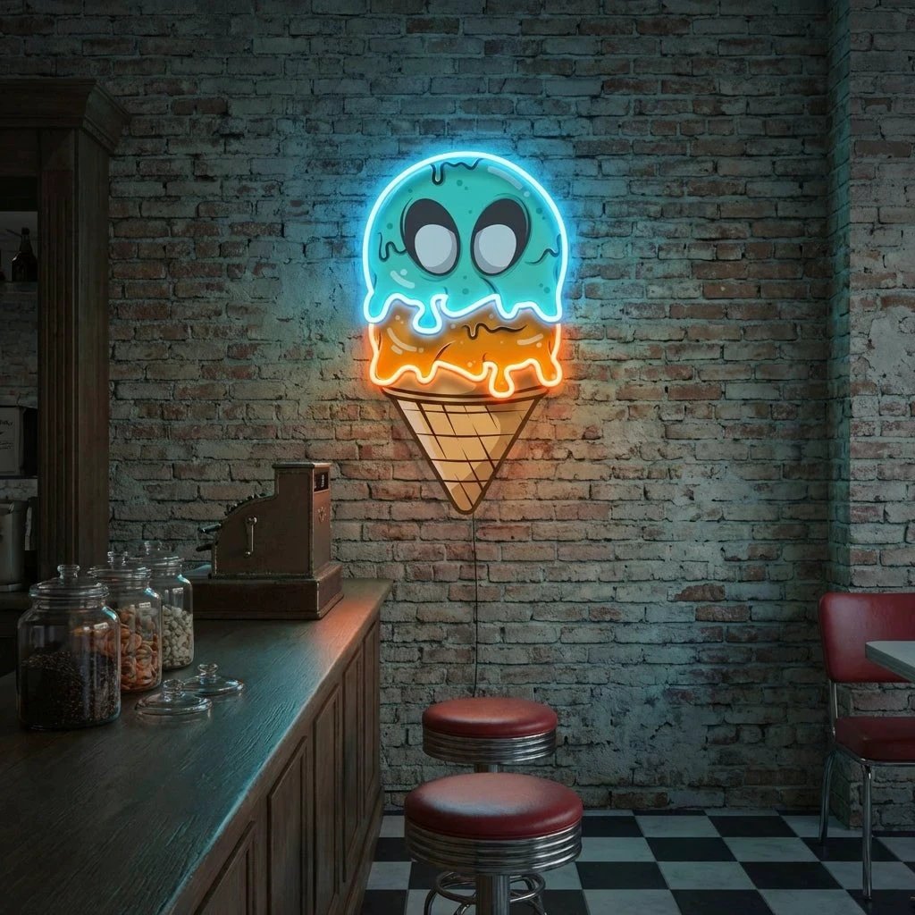 Ice Cream Zombie Isolated Artwork Led Neon Sign Light