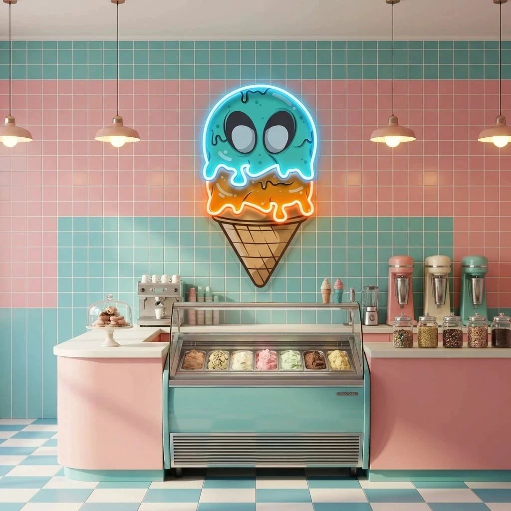 Ice Cream Zombie Isolated Artwork Led Neon Sign Light