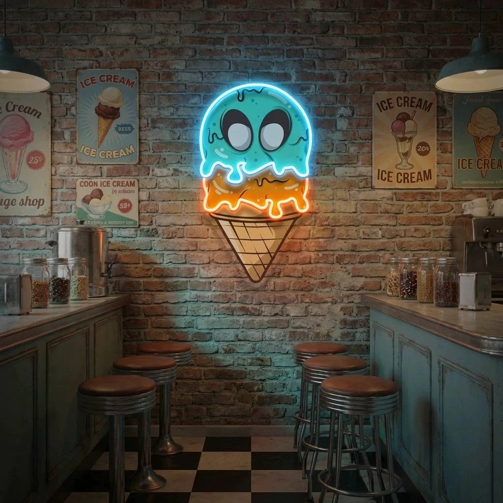 Ice Cream Zombie Isolated Artwork Led Neon Sign Light