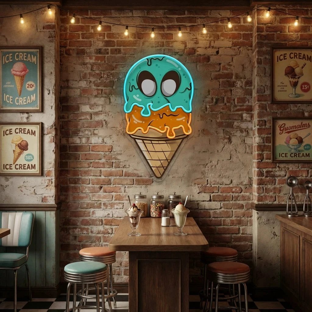 Ice Cream Zombie Isolated Artwork Led Neon Sign Light