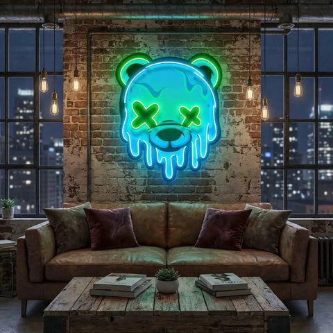 Ice Head Bear Artwork Led Neon Sign Light