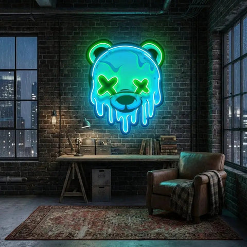 Ice Head Bear Artwork Led Neon Sign Light