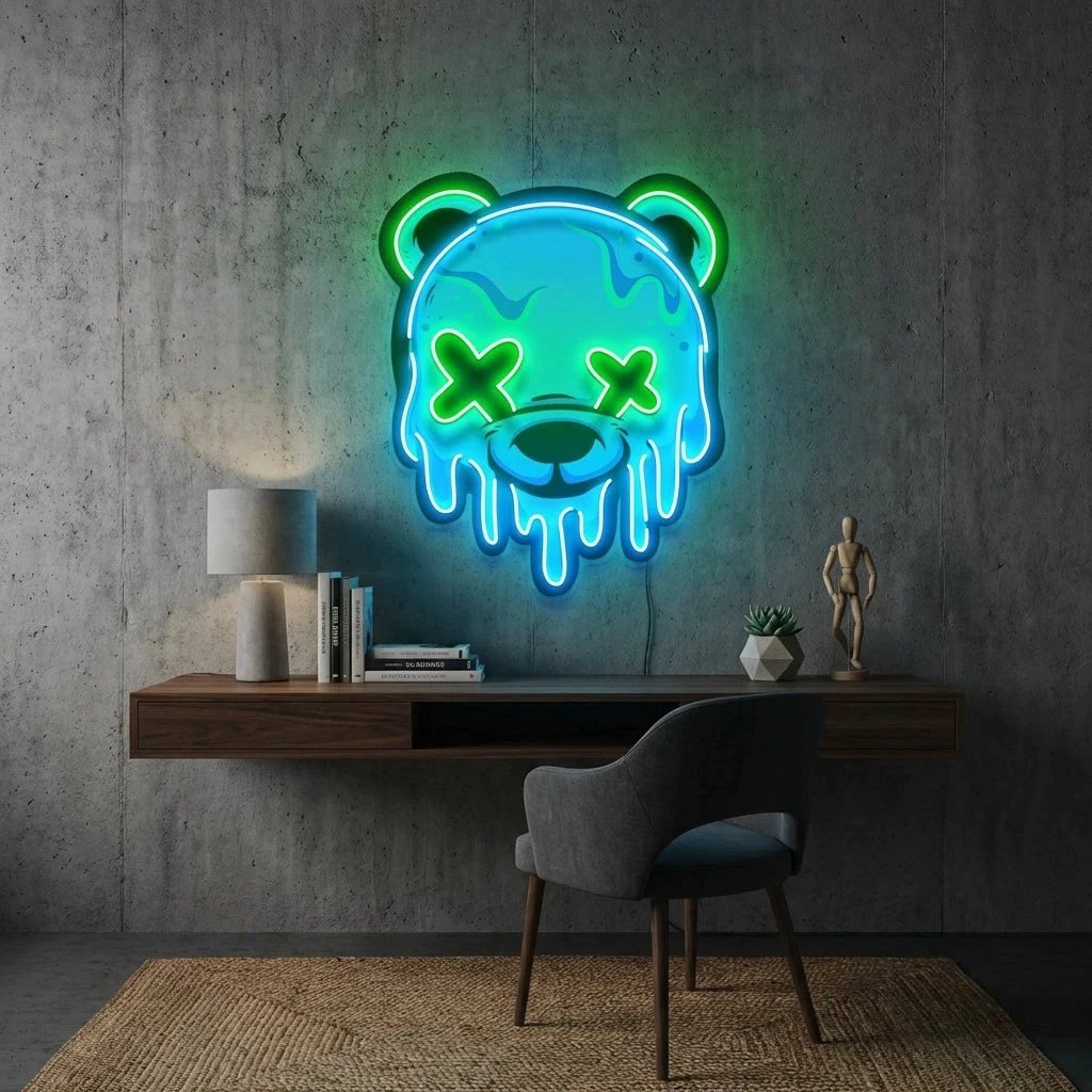 Ice Head Bear Artwork Led Neon Sign Light