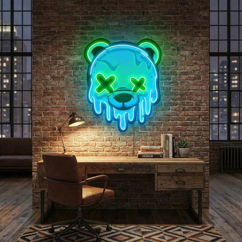 Ice Head Bear Artwork Led Neon Sign Light