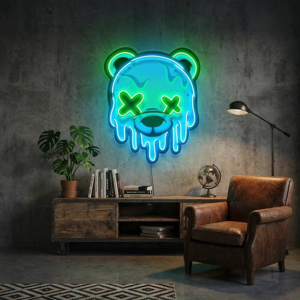 Ice Head Bear Artwork Led Neon Sign Light
