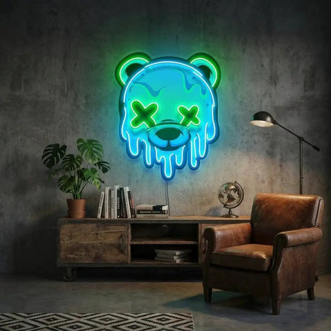Ice Head Bear Artwork Led Neon Sign Light