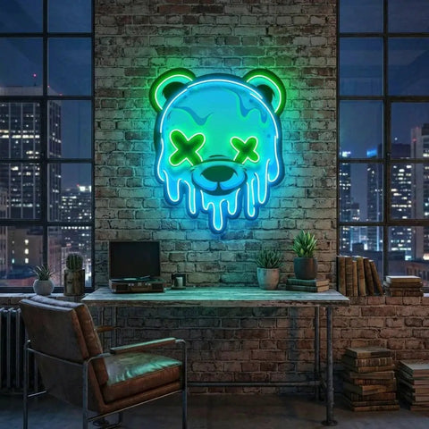 Ice Head Bear Artwork Led Neon Sign Light