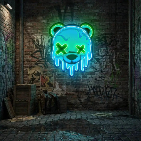 Ice Head Bear Artwork Led Neon Sign Light