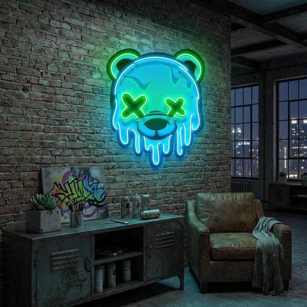 Ice Head Bear Artwork Led Neon Sign Light