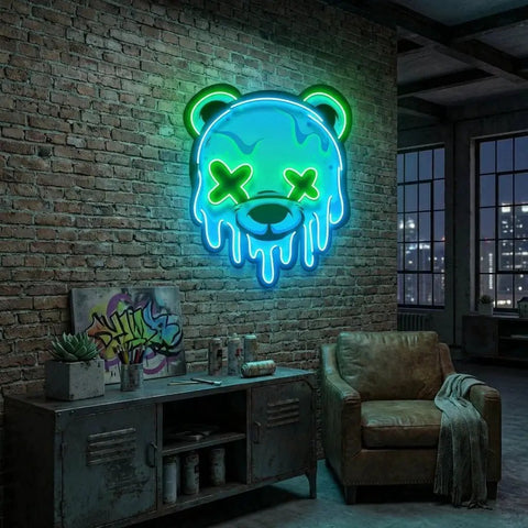 Ice Head Bear Artwork Led Neon Sign Light
