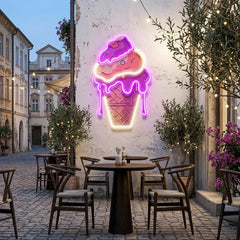 Icecream Cones Cartoon Artwork Led Neon Sign Light