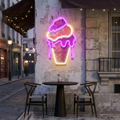 Icecream Cones Cartoon Artwork Led Neon Sign Light