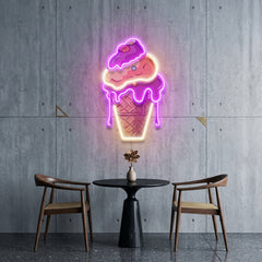 Icecream Cones Cartoon Artwork Led Neon Sign Light