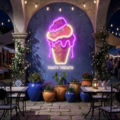 Icecream Cones Cartoon Artwork Led Neon Sign Light