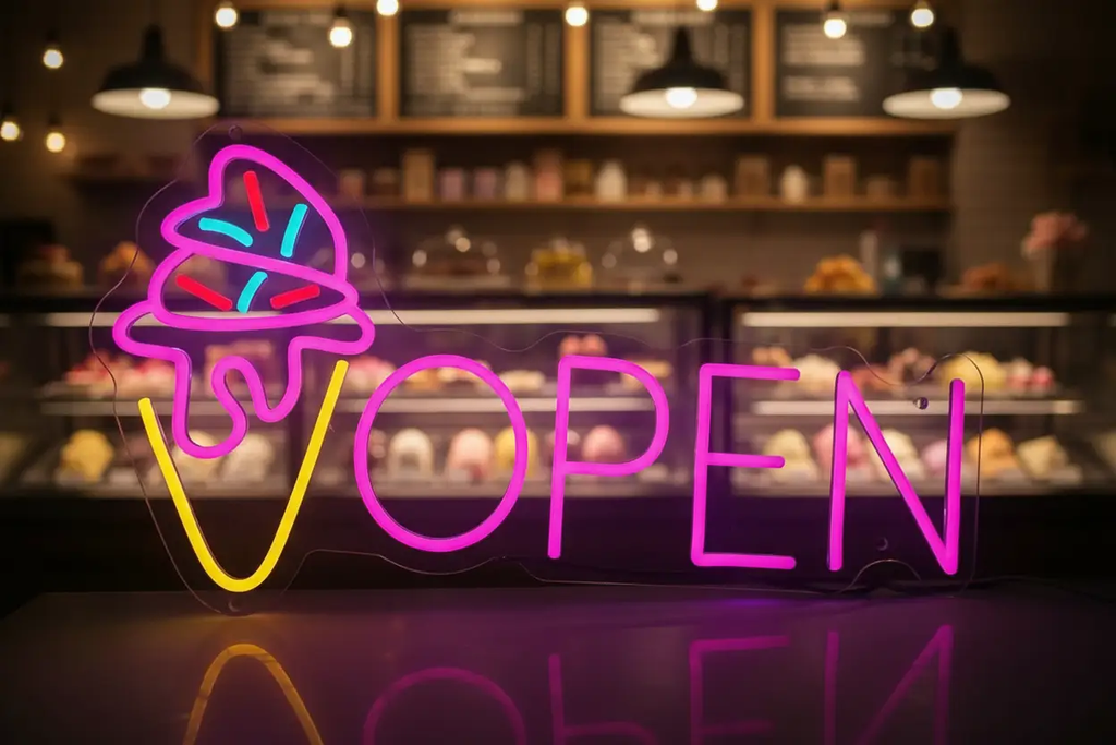 Neon Open Ice Cream Open Sign Custom Neon Sign