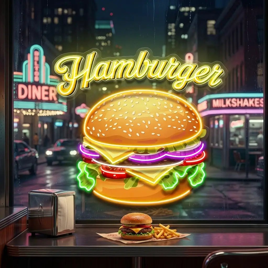 In Burgers We Trust LED Neon Sign Light Pop Art