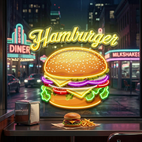 In Burgers We Trust LED Neon Sign Light Pop Art