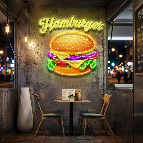 In Burgers We Trust LED Neon Sign Light Pop Art