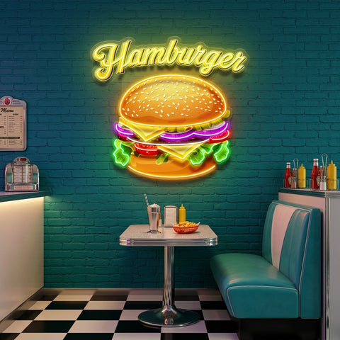 In Burgers We Trust LED Neon Sign Light Pop Art