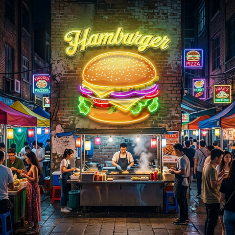 In Burgers We Trust LED Neon Sign Light Pop Art