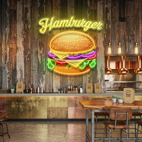 In Burgers We Trust LED Neon Sign Light Pop Art