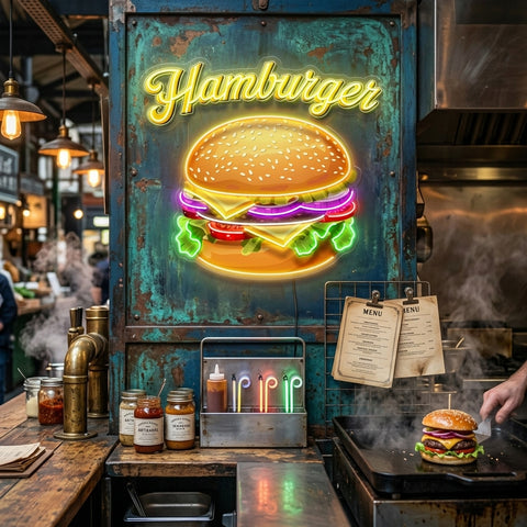 In Burgers We Trust LED Neon Sign Light Pop Art