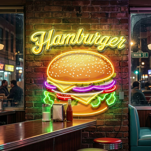 In Burgers We Trust LED Neon Sign Light Pop Art
