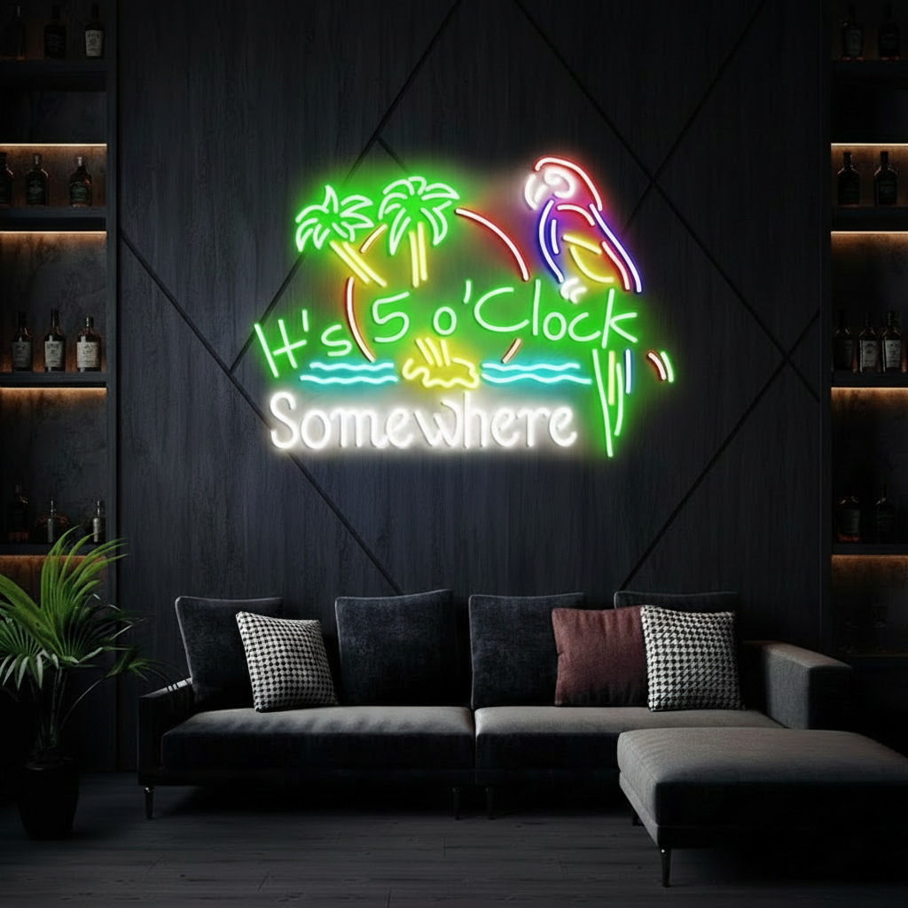 It's 5 O'clock Somewhere Neon Sign Colorful Neon Sign - VN03 - Customneonstudio