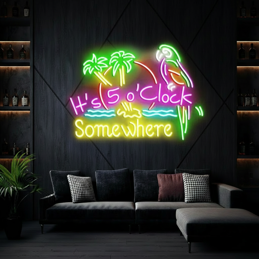 It's 5 O'clock Somewhere Neon Sign Colorful Neon Sign - VN03 - Customneonstudio