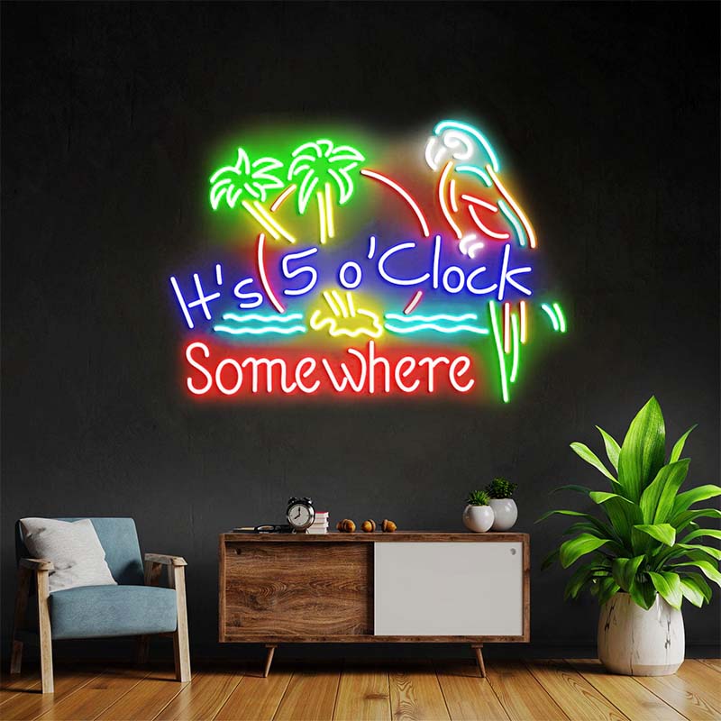It's 5 O'clock Somewhere Neon Sign Colorful Neon Sign - VN03 - Customneonstudio