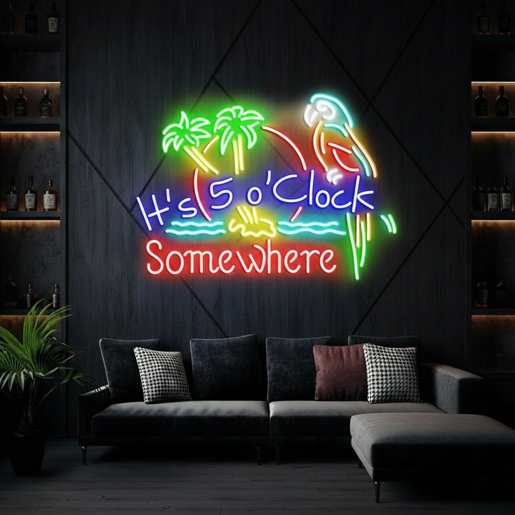 It's 5 O'clock Somewhere Neon Sign Colorful Neon Sign - VN03 - Customneonstudio