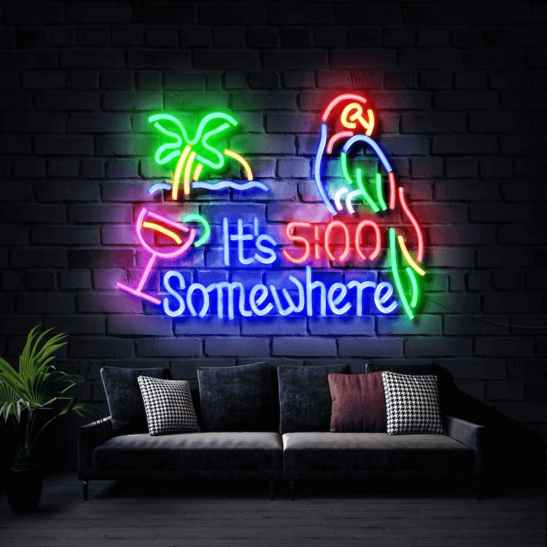 It's 5 O'clock Somewhere Neon Sign Tiki Bar Neon Light - VN03 - Customneonstudio
