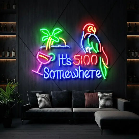 It's 5 O'clock Somewhere Neon Sign Tiki Bar Neon Light
