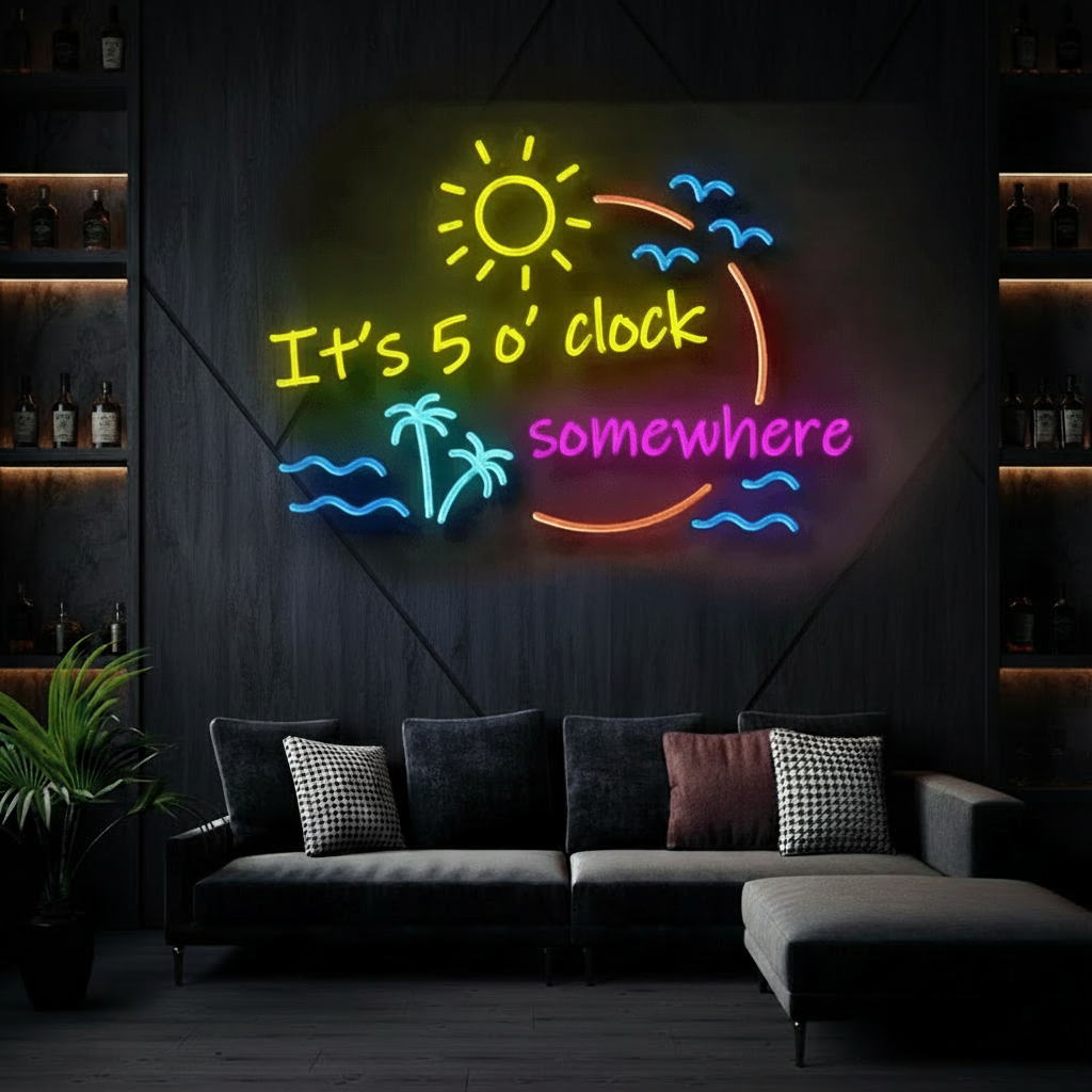 It's 5 O“clock Somewhere Led Neon Sign Shop Decor Led Neon Sign