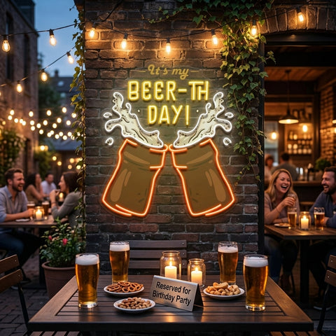 It's My Beer-th Day! Retro Style LED Neon Sign Light Pop Art