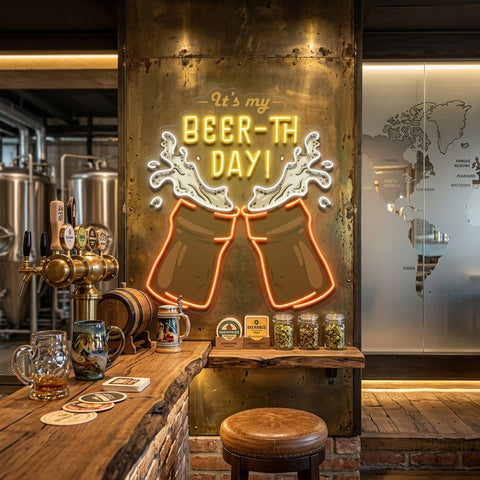 It's My Beer-th Day! Retro Style LED Neon Sign Light Pop Art