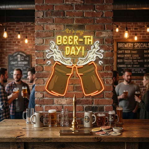 It's My Beer-th Day! Retro Style LED Neon Sign Light Pop Art