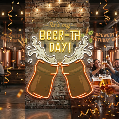 It's My Beer-th Day! Retro Style LED Neon Sign Light Pop Art