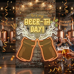 It's My Beer-th Day! Retro Style LED Neon Sign Light Pop Art