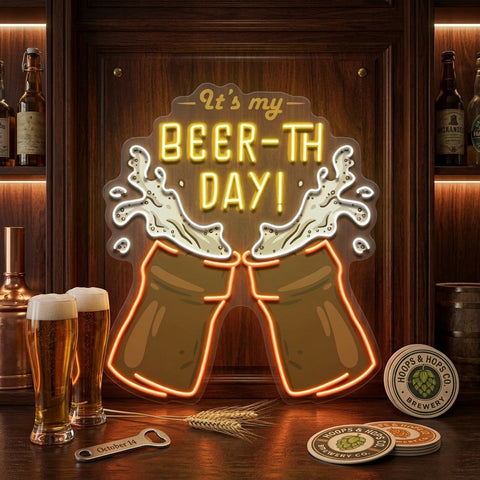 It's My Beer-th Day! Retro Style LED Neon Sign Light Pop Art